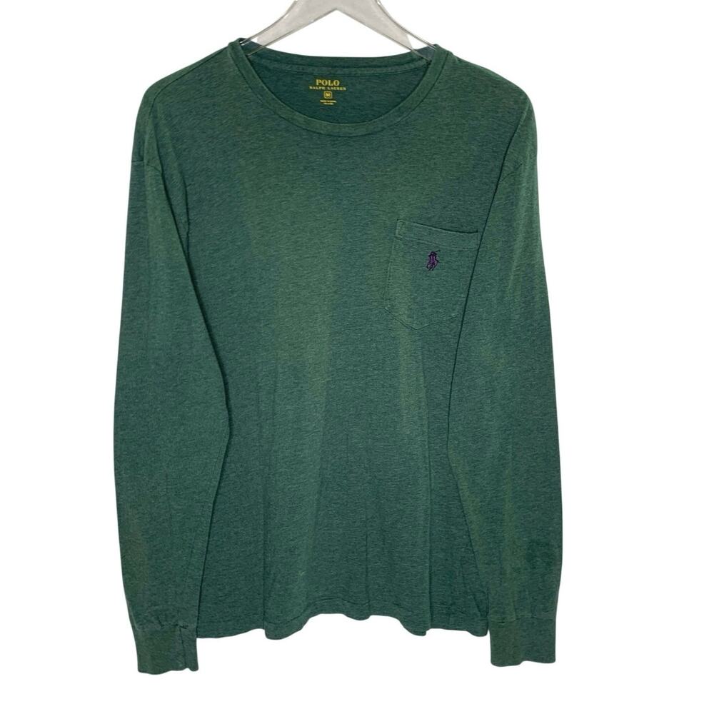 Polo Ralph Lauren Green Long Sleeve Cotton Pocket T Shirt M Streetwear *flaw